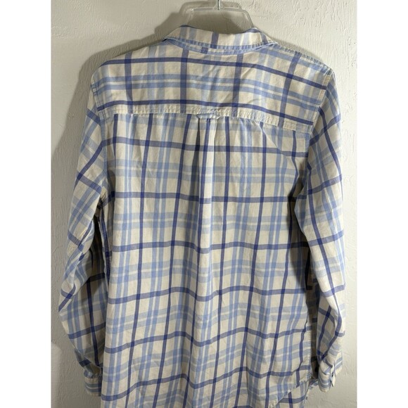 L.L. Bean Men’s Large White Blue Plaid Wrinkle Resistant Long Sleeve Shirt - Picture 5 of 9